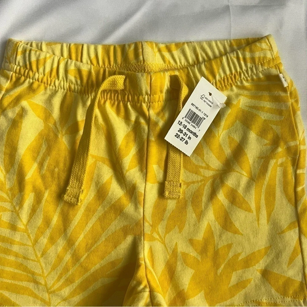 NWT Baby Gap Yellow Floral Print Pull On Shorts Size 12-18 Months